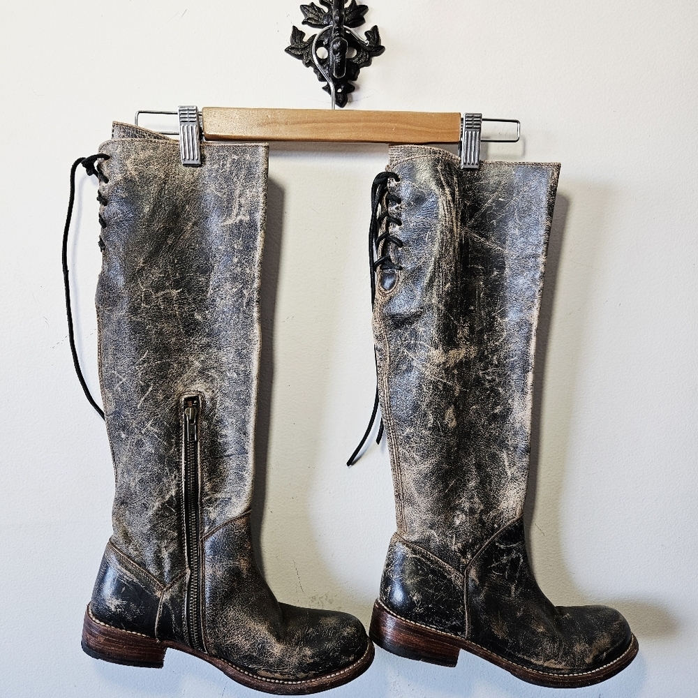 Bed Stu Manchester Tall Boots Size 7  Cobbler Series Distressed Leather EUC